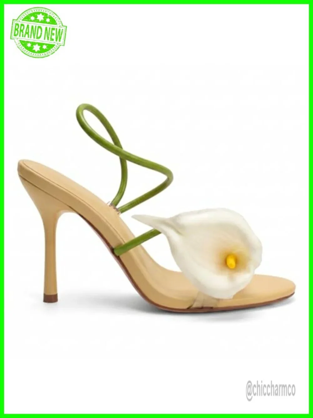 Calla Lily Open Toe Floral Stilettos Heels Strappy Wedding Dressy Sandals